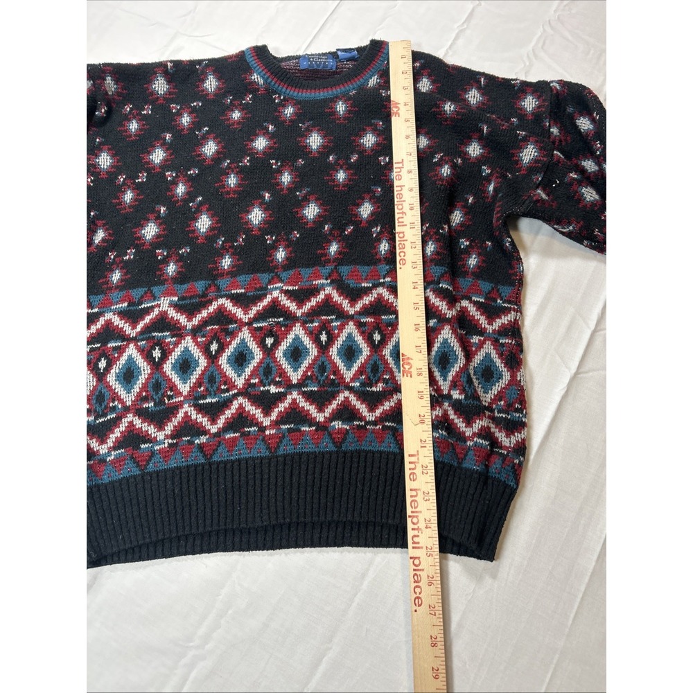 Vintage Acrylic Sweater Men's Size Large Black Cambridge Classics - Picture 7 of 12